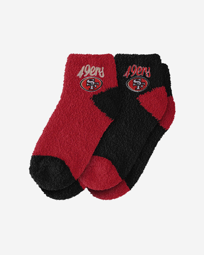 San Francisco 49ers 2 Pack Womens Script Logo Fuzzy Ankle Socks FOCO - FOCO.com