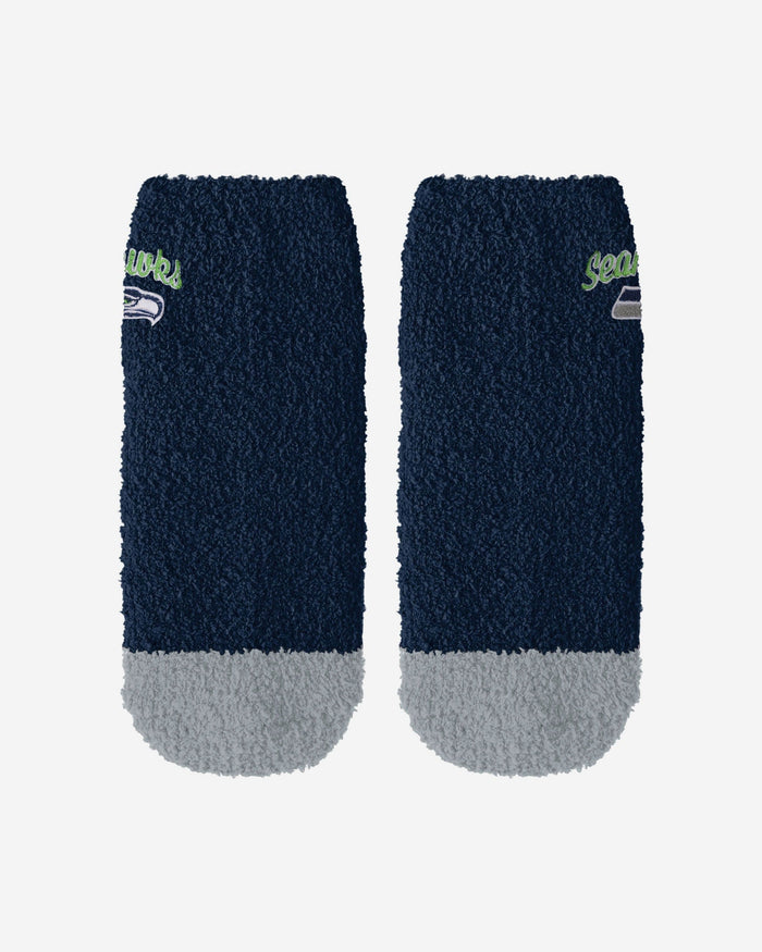 Seattle Seahawks 2 Pack Womens Script Logo Fuzzy Ankle Socks FOCO - FOCO.com