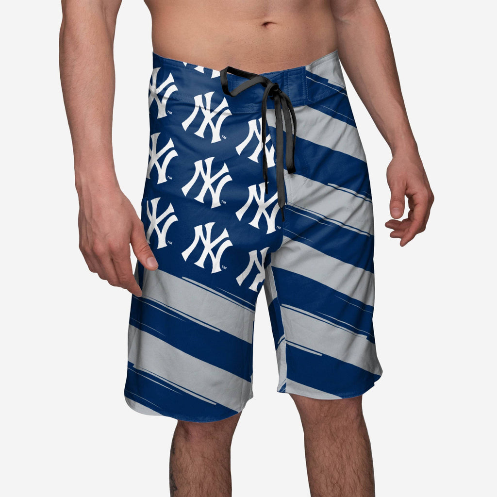 New York Yankees Diagonal Flag Boardshorts FOCO S - FOCO.com