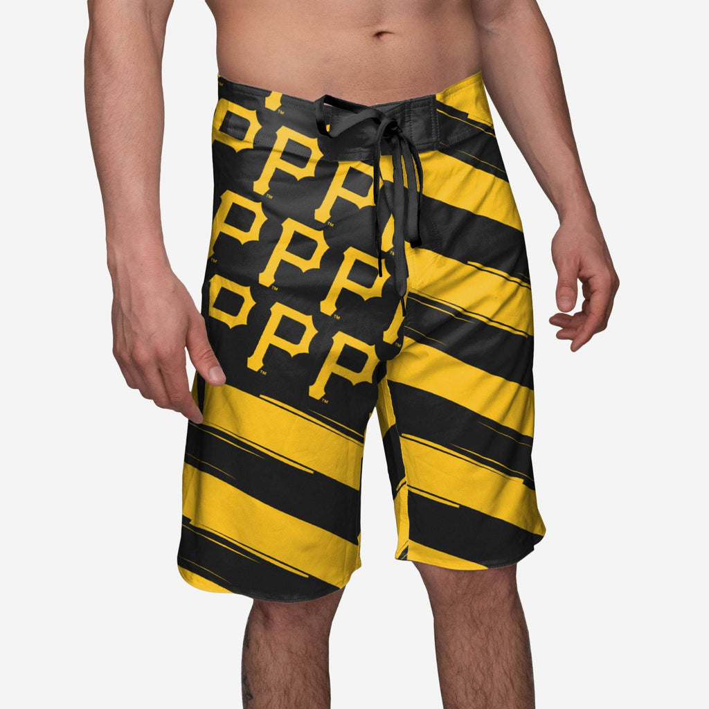 Pittsburgh Pirates Diagonal Flag Boardshorts FOCO S - FOCO.com