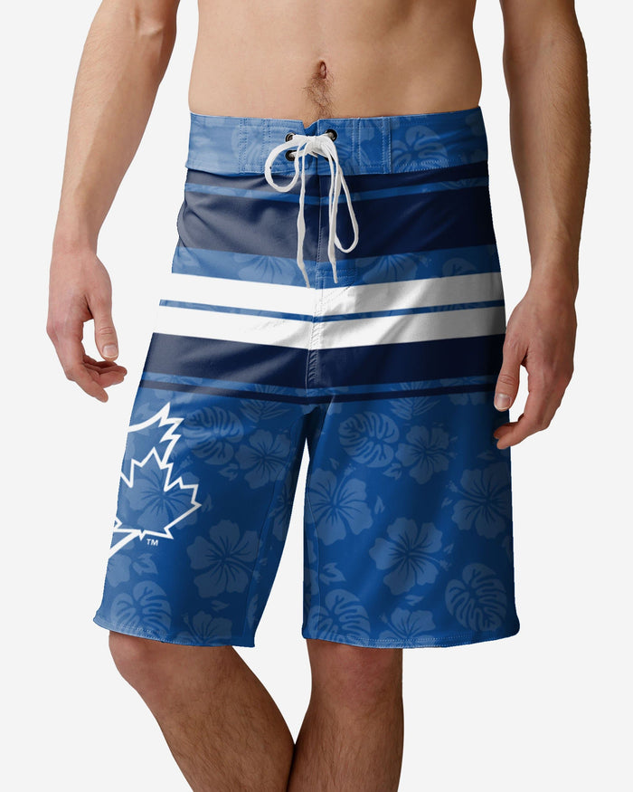 Toronto Blue Jays Hibiscus Boardwalk Stripe Boardshorts FOCO S - FOCO.com