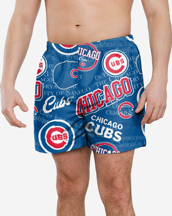 Chicago Cubs Logo Rush Swimming Trunks FOCO S - FOCO.com