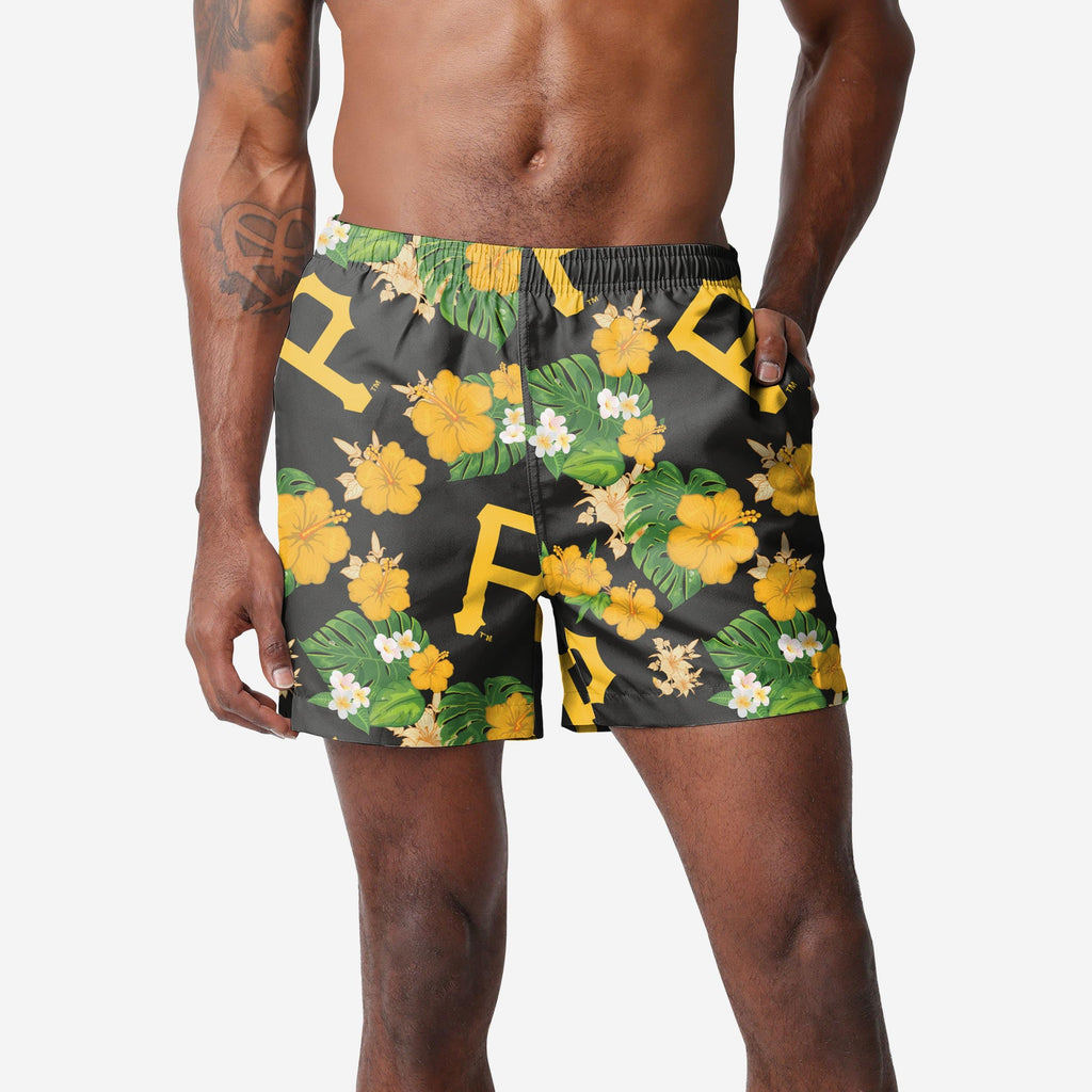 Pittsburgh Pirates Floral Swimming Trunks FOCO S - FOCO.com