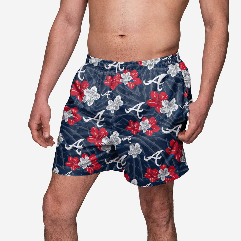 Atlanta Braves Hibiscus Swimming Trunks FOCO S - FOCO.com