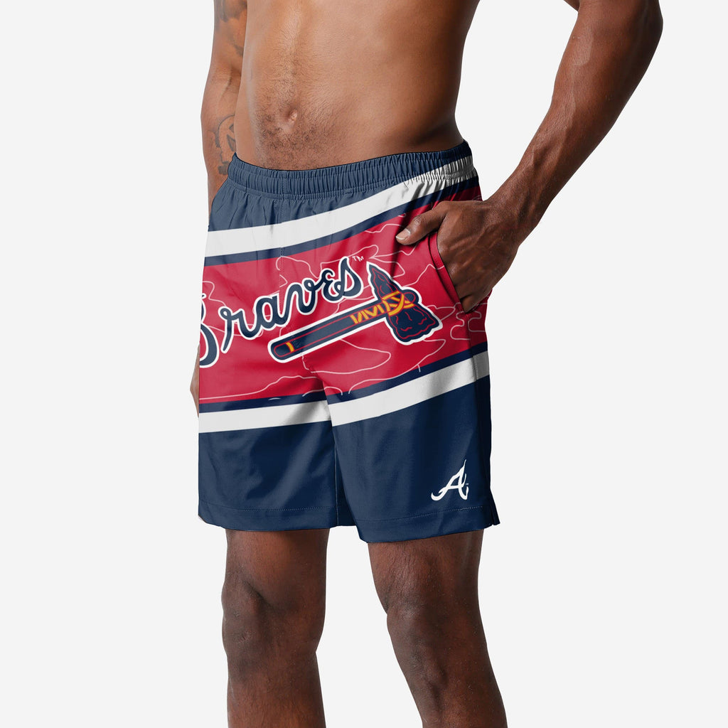 Atlanta Braves Big Wordmark Swimming Trunks FOCO S - FOCO.com