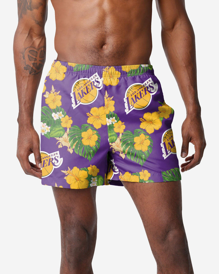 Los Angeles Lakers Floral Swimming Trunks FOCO S - FOCO.com
