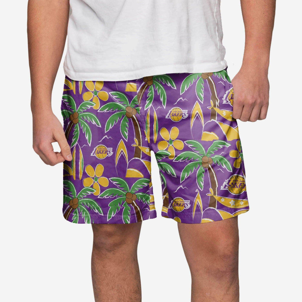 Los Angeles Lakers Tropical Swimming Trunks FOCO S - FOCO.com