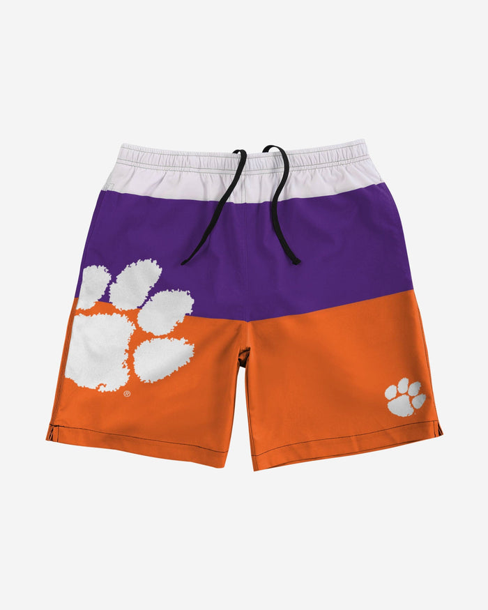 Clemson Tigers 3 Stripe Big Logo Swimming Trunks FOCO - FOCO.com