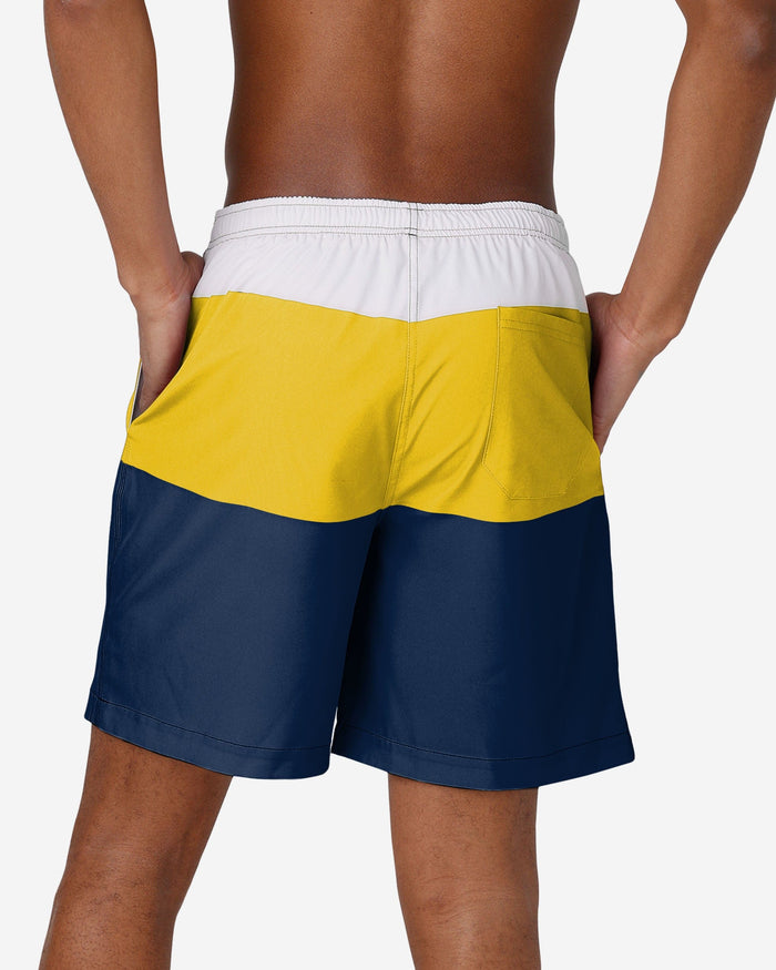 Michigan Wolverines 3 Stripe Big Logo Swimming Trunks FOCO - FOCO.com