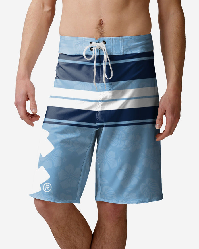 North Carolina Tar Heels Hibiscus Boardwalk Stripe Boardshorts FOCO S - FOCO.com