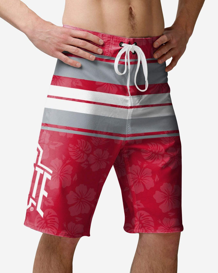 Ohio State Buckeyes Hibiscus Boardwalk Stripe Boardshorts FOCO S - FOCO.com