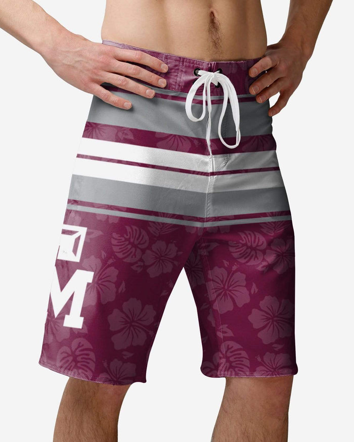 Texas A&M Aggies Hibiscus Boardwalk Stripe Boardshorts FOCO S - FOCO.com