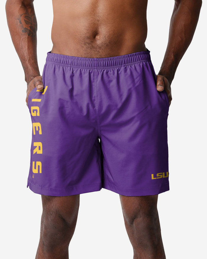 LSU Tigers Solid Wordmark Traditional Swimming Trunks FOCO S - FOCO.com