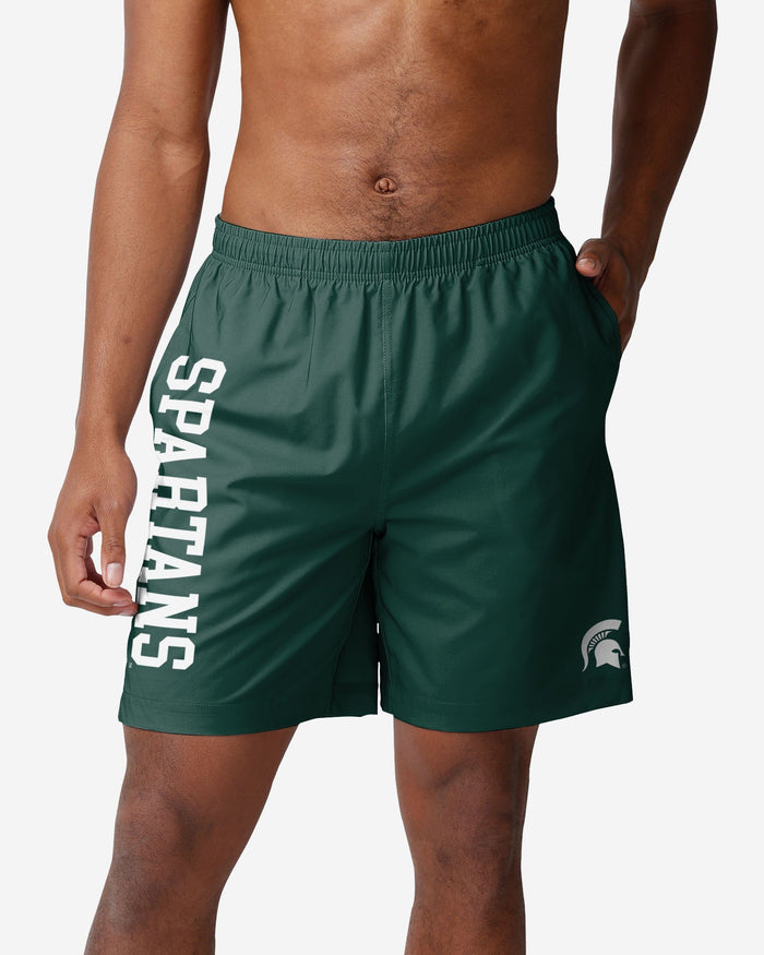 Michigan State Spartans Solid Wordmark Traditional Swimming Trunks FOCO S - FOCO.com