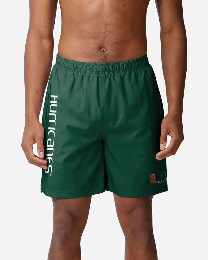 Miami Hurricanes Solid Wordmark Traditional Swimming Trunks FOCO S - FOCO.com