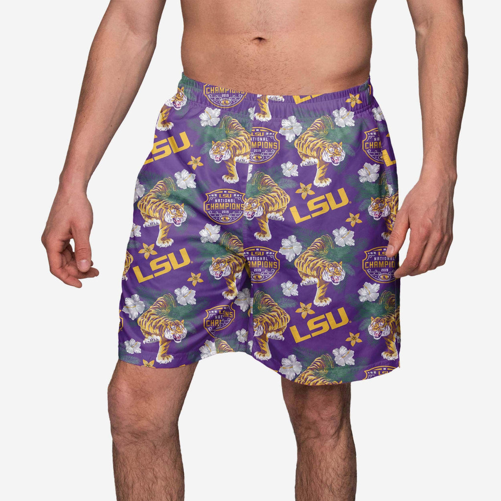 LSU Tigers 2019 Football National Champions Wildlife Swimming Trunks FOCO S - FOCO.com