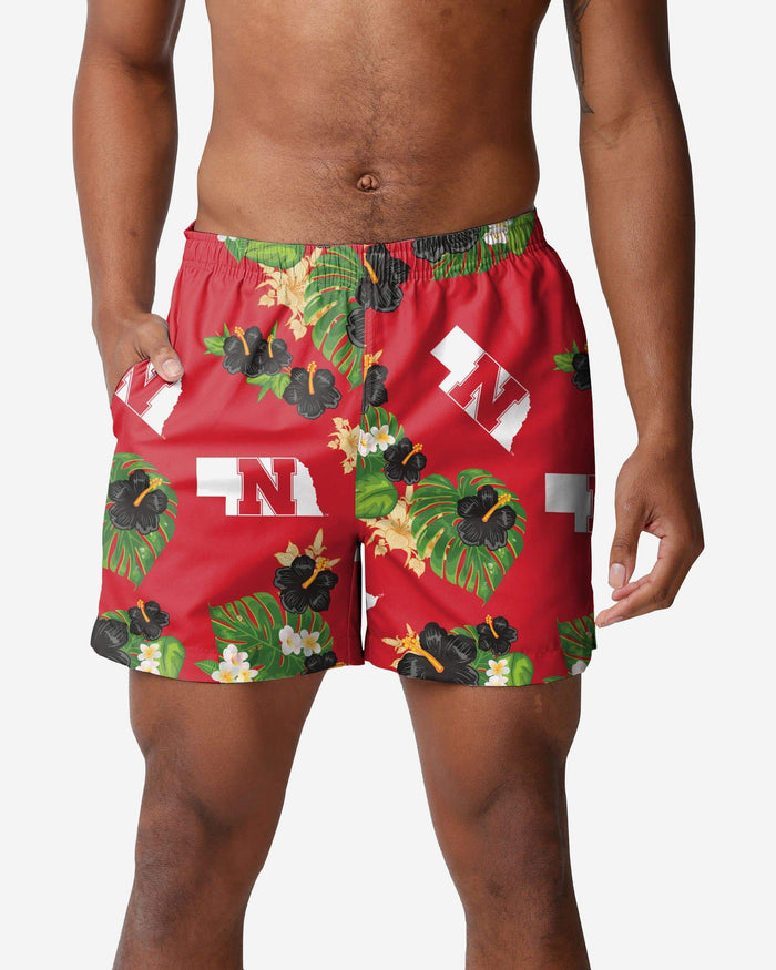 Nebraska Cornhuskers Original Floral Swimming Trunks FOCO S - FOCO.com