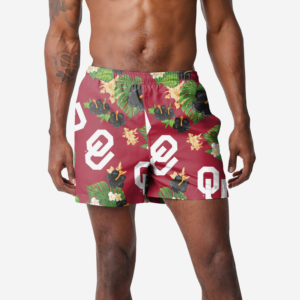 Oklahoma Sooners Floral Swimming Trunks FOCO S - FOCO.com