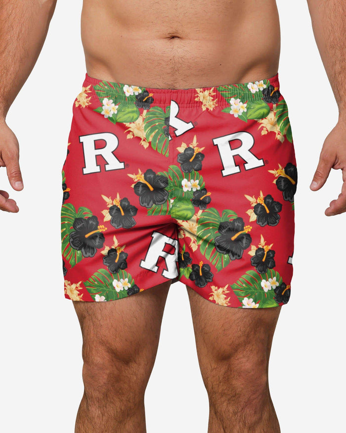 Rutgers Scarlet Knights Floral Swimming Trunks FOCO S - FOCO.com