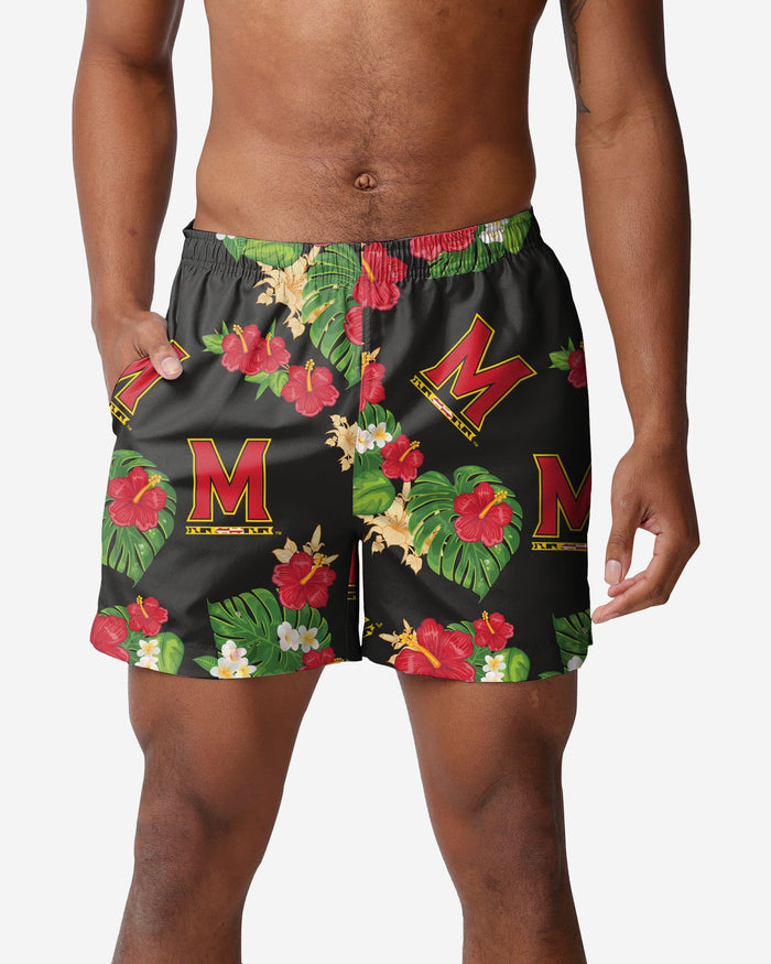 Maryland Terrapins Floral Swimming Trunks FOCO S - FOCO.com