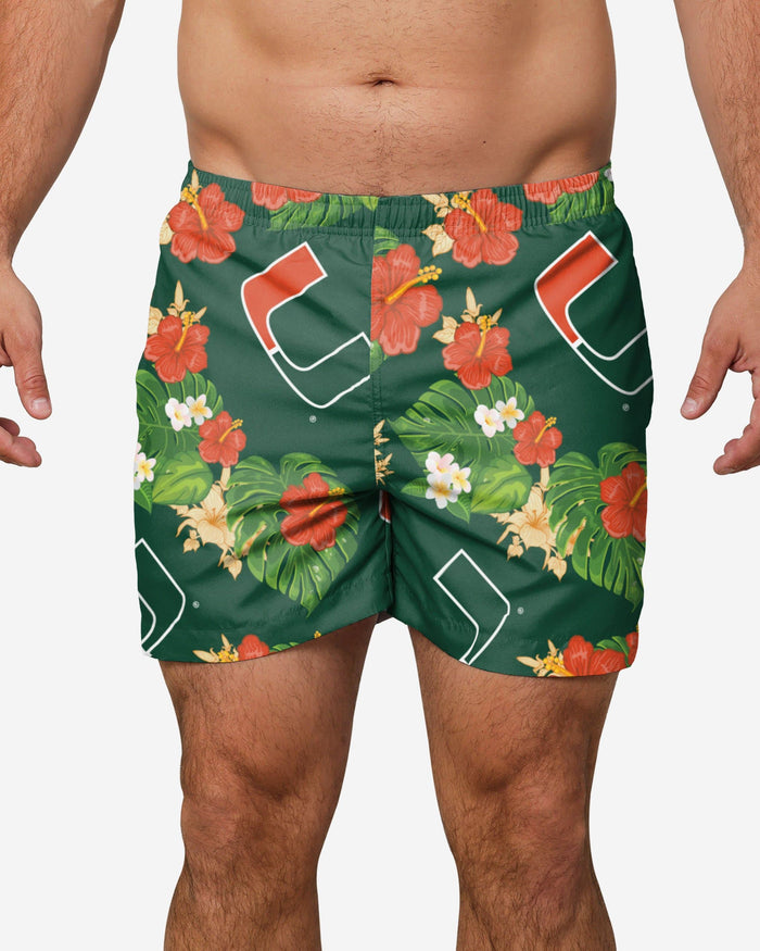 Miami Hurricanes Floral Swimming Trunks FOCO S - FOCO.com