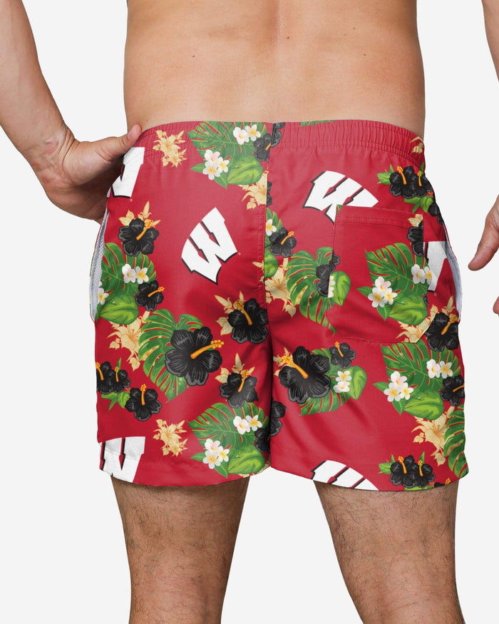 Wisconsin Badgers Floral Swimming Trunks FOCO - FOCO.com
