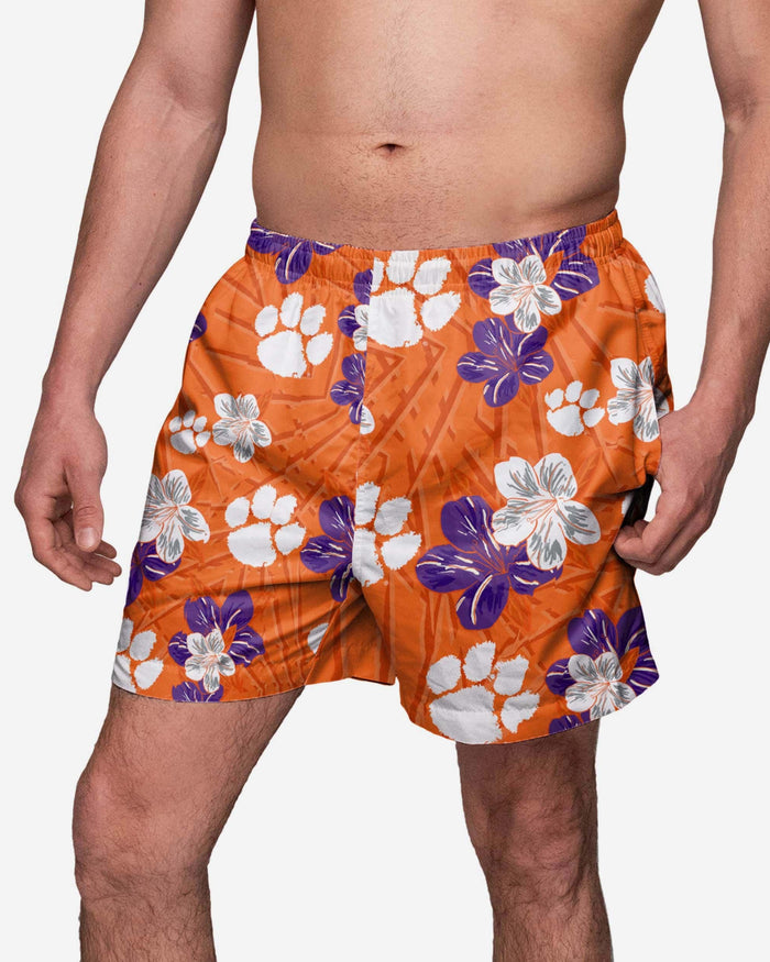 Clemson Tigers Hibiscus Swimming Trunks FOCO S - FOCO.com