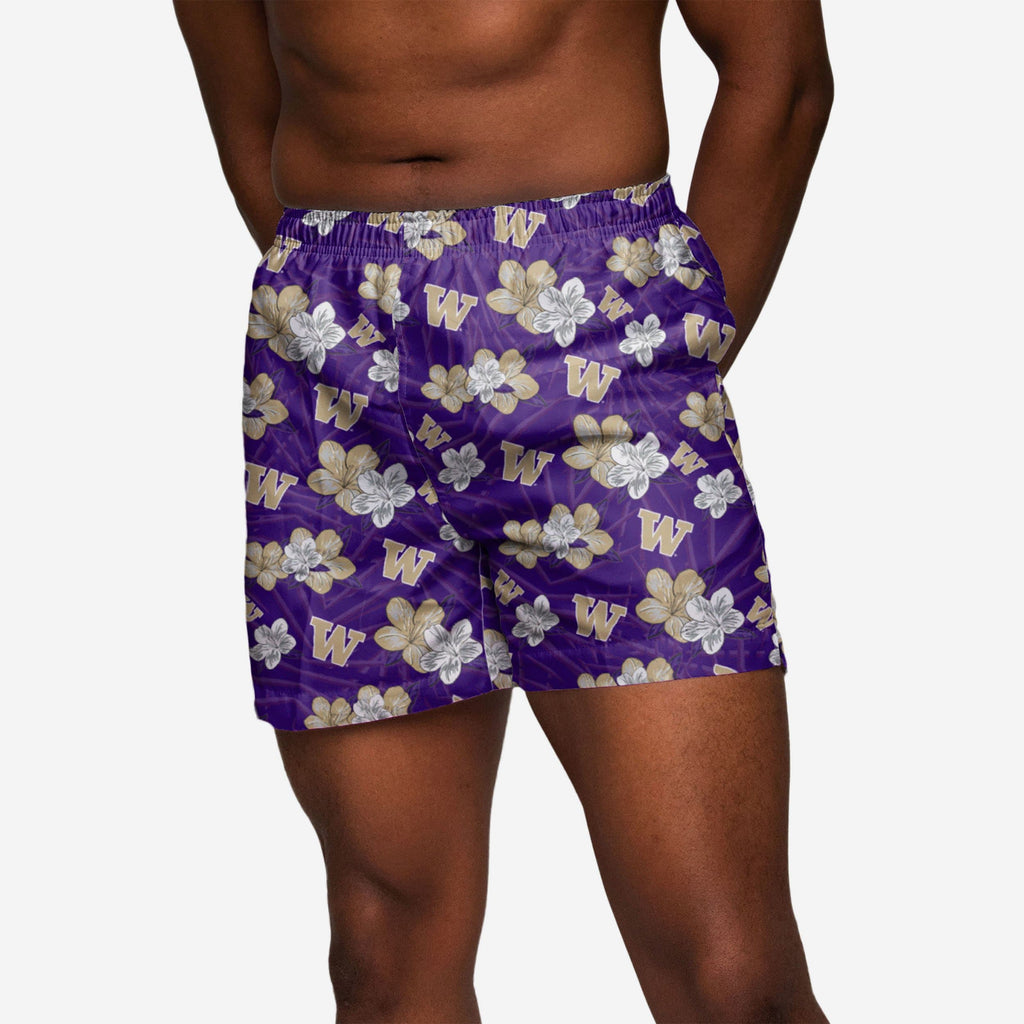 Washington Huskies Hibiscus Swimming Trunks FOCO S - FOCO.com