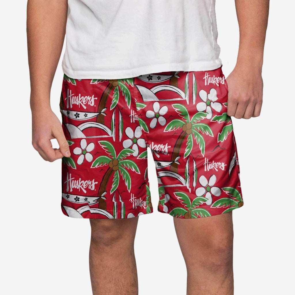 Nebraska Cornhuskers Tropical Swimming Trunks FOCO S - FOCO.com