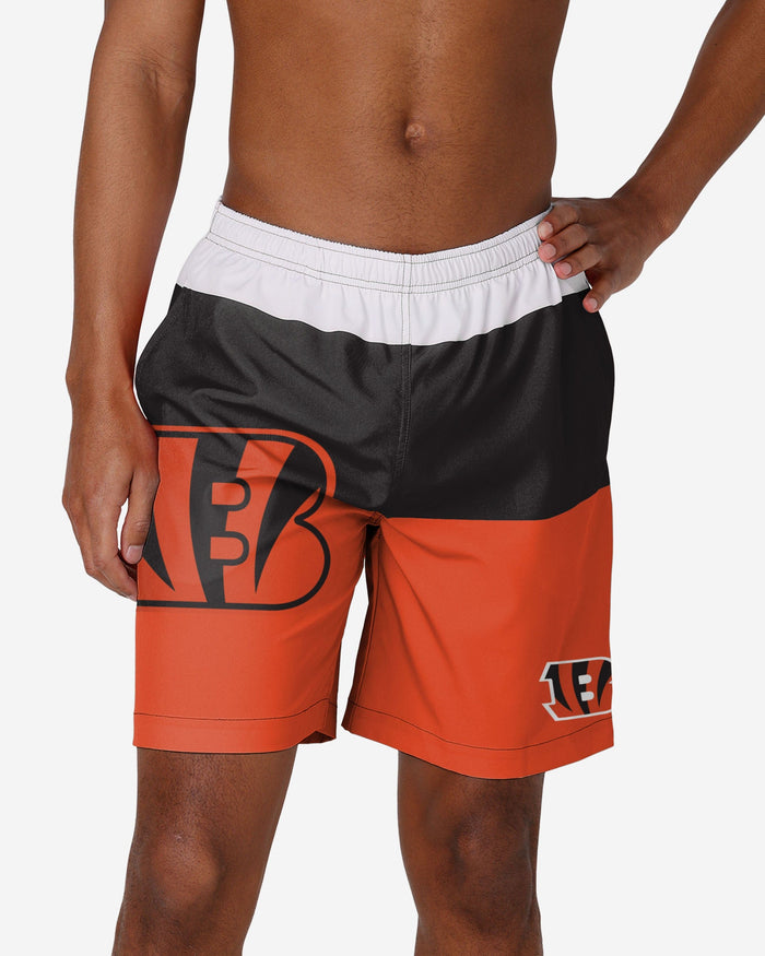 Cincinnati Bengals 3 Stripe Big Logo Swimming Trunks FOCO S - FOCO.com