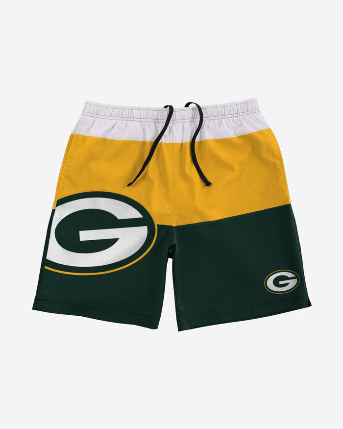 Green Bay Packers 3 Stripe Big Logo Swimming Trunks FOCO - FOCO.com