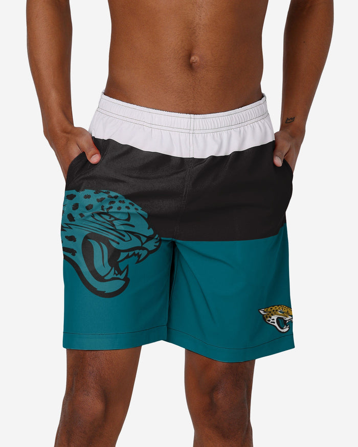 Jacksonville Jaguars 3 Stripe Big Logo Swimming Trunks FOCO S - FOCO.com