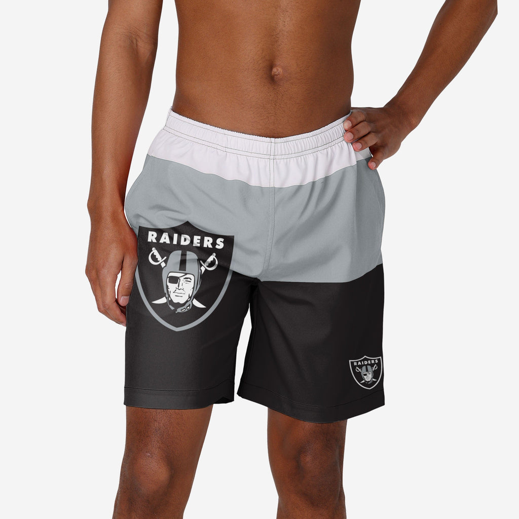 Las Vegas Raiders 3 Stripe Big Logo Swimming Trunks FOCO S - FOCO.com