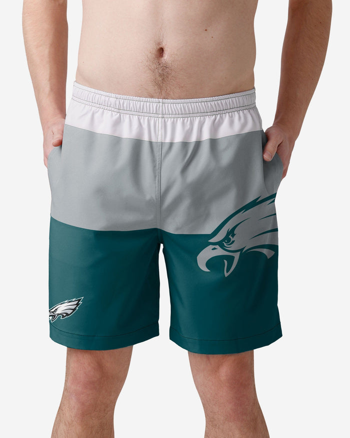 Philadelphia Eagles 3 Stripe Big Logo Swimming Trunks FOCO S - FOCO.com