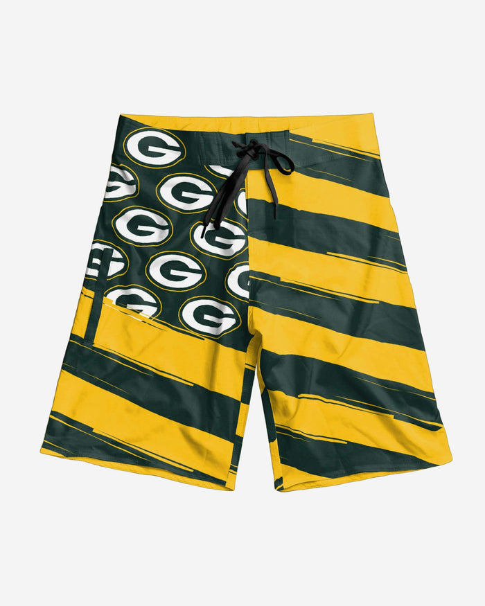 Green Bay Packers Diagonal Flag Boardshorts FOCO - FOCO.com