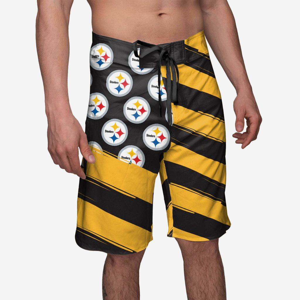 Pittsburgh Steelers Diagonal Flag Boardshorts FOCO S - FOCO.com