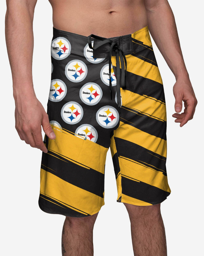 Pittsburgh Steelers Diagonal Flag Boardshorts FOCO S - FOCO.com