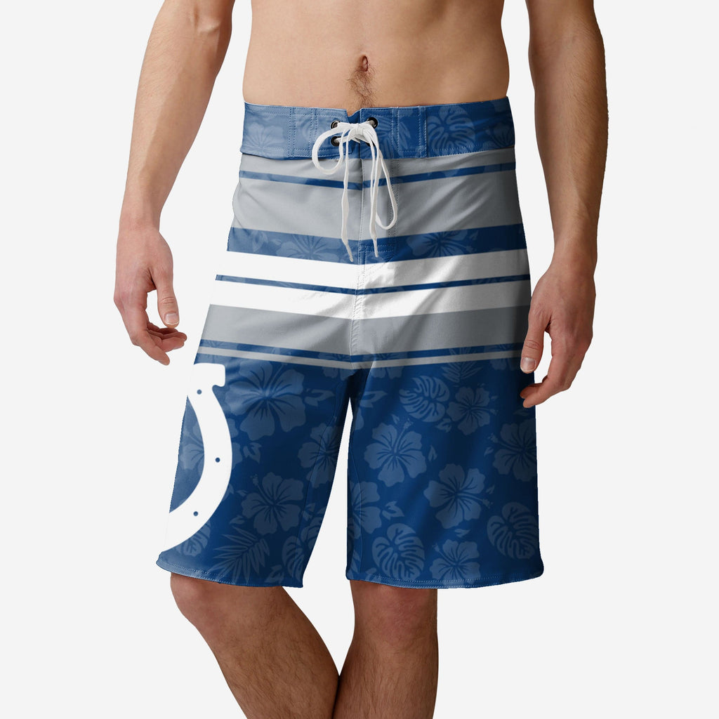 Indianapolis Colts Hibiscus Boardwalk Stripe Boardshorts FOCO S - FOCO.com