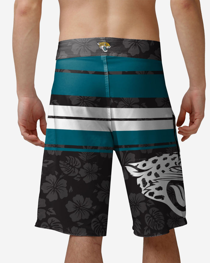 Jacksonville Jaguars Hibiscus Boardwalk Stripe Boardshorts FOCO - FOCO.com