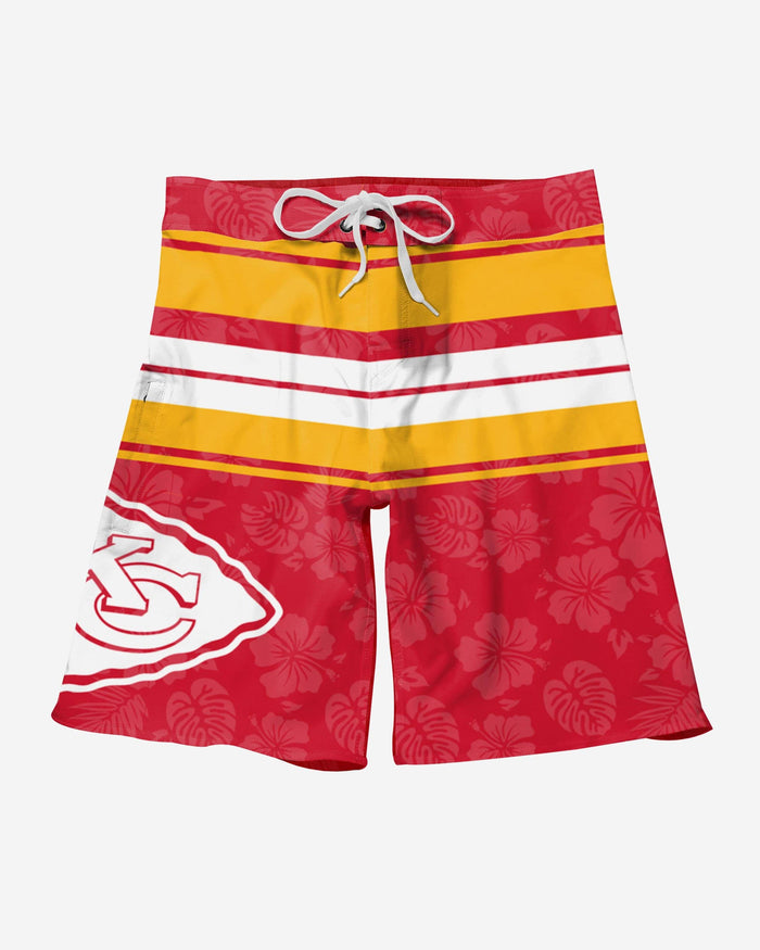 Kansas City Chiefs Hibiscus Boardwalk Stripe Boardshorts FOCO - FOCO.com