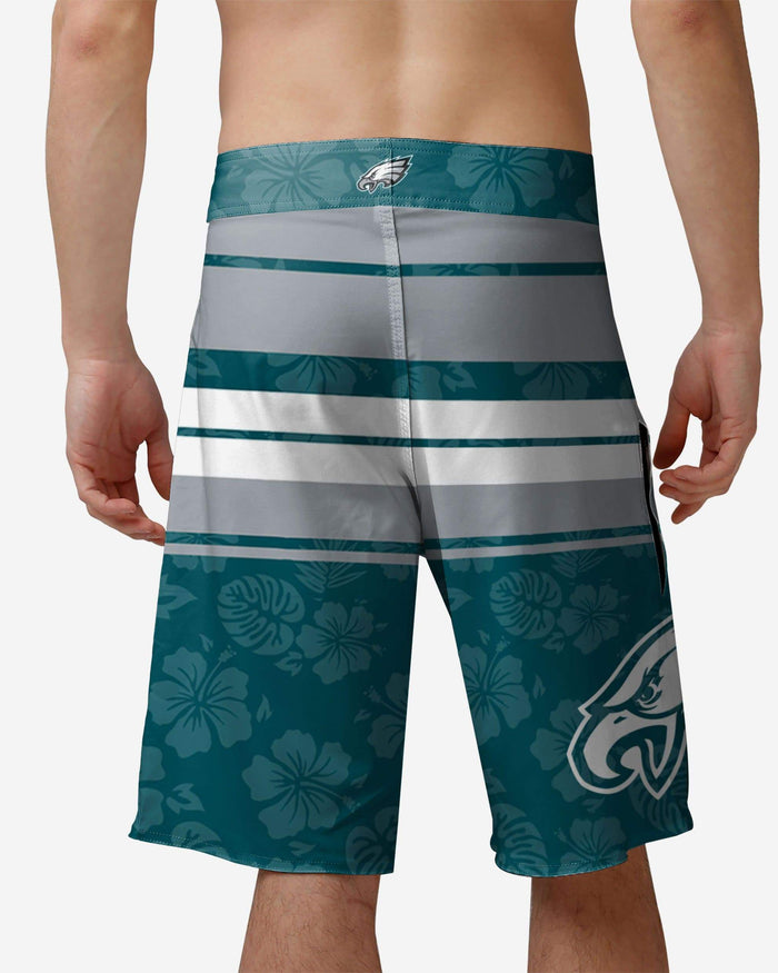 Philadelphia Eagles Hibiscus Boardwalk Stripe Boardshorts FOCO - FOCO.com