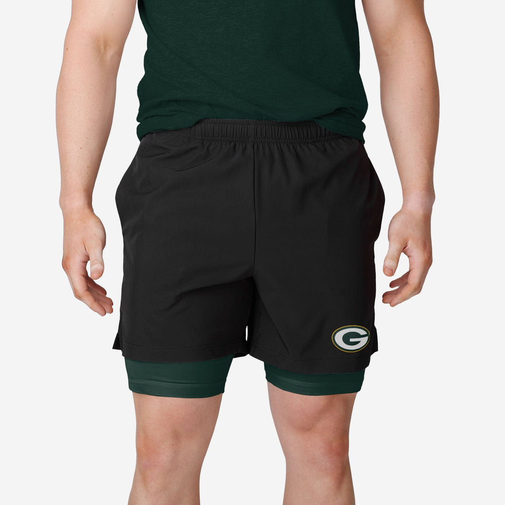 Green Bay Packers Black Team Color Lining Shorts FOCO S - FOCO.com