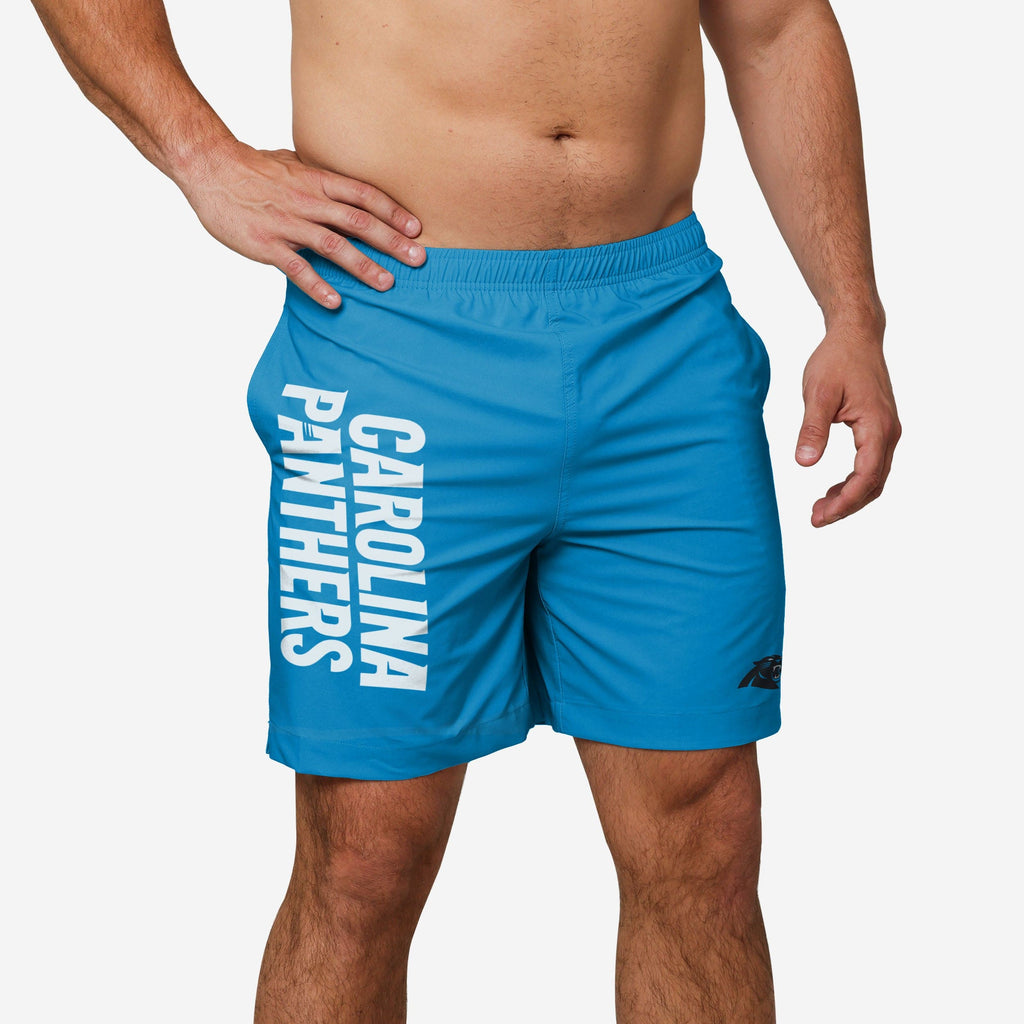 Carolina Panthers Solid Wordmark Traditional Swimming Trunks FOCO S - FOCO.com