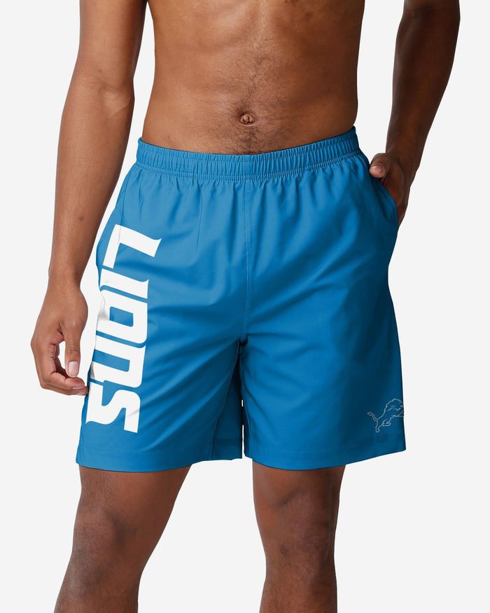 Detroit Lions Solid Wordmark Traditional Swimming Trunks FOCO - FOCO.com