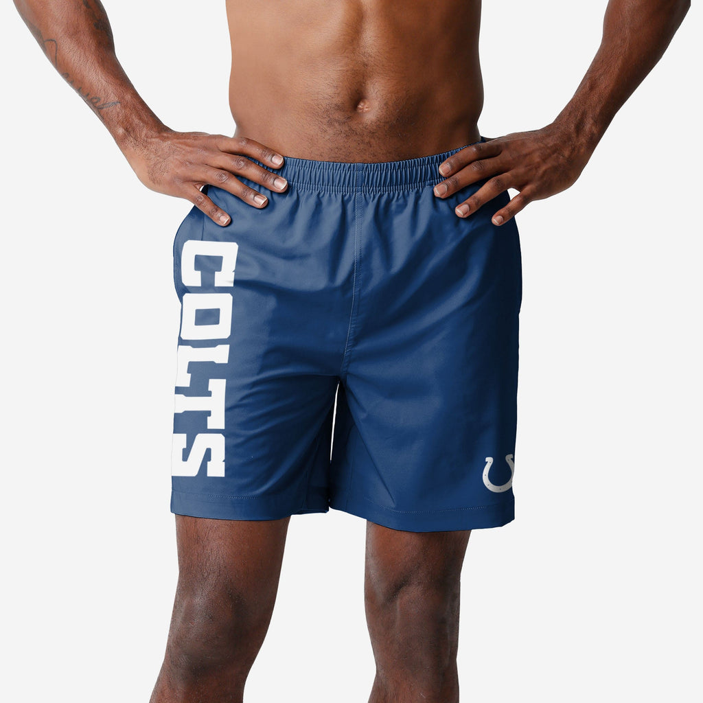 Indianapolis Colts Solid Wordmark Traditional Swimming Trunks FOCO S - FOCO.com
