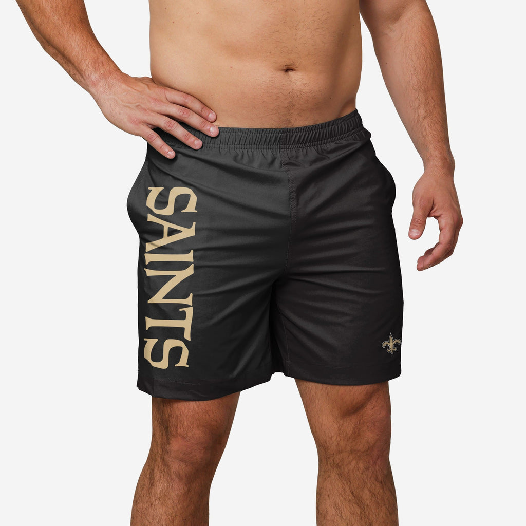 New Orleans Saints Solid Wordmark Traditional Swimming Trunks FOCO S - FOCO.com