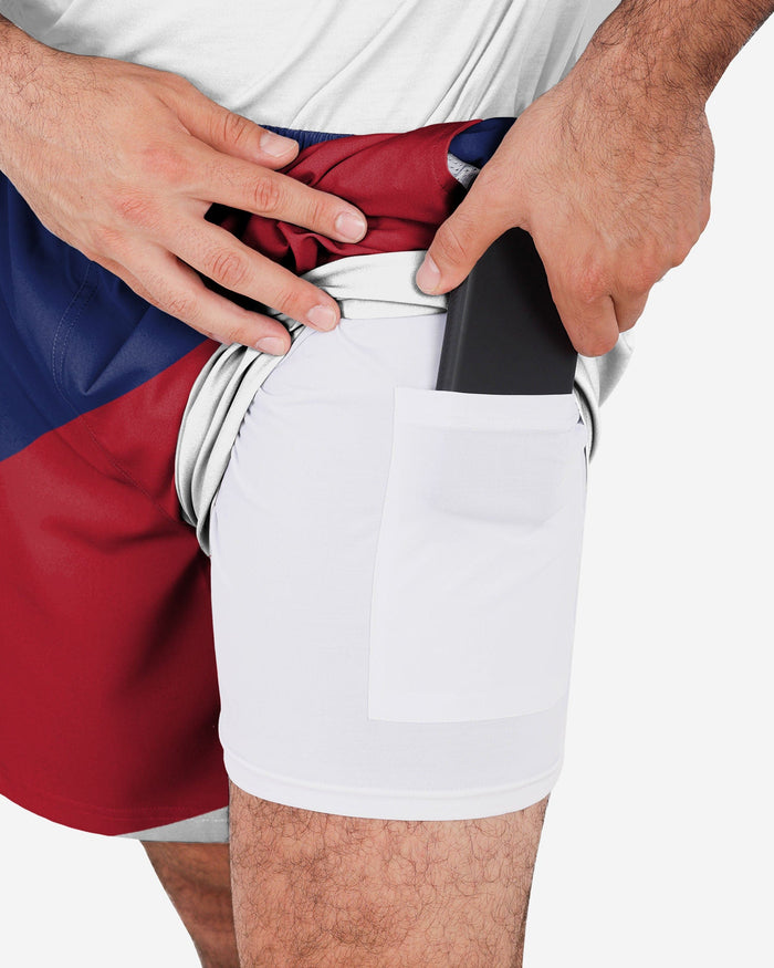 New York Giants Colorblock Double Down Liner Training Shorts FOCO - FOCO.com