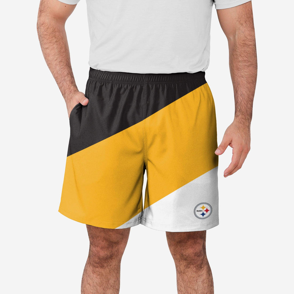 Pittsburgh Steelers Colorblock Double Down Liner Training Shorts FOCO S - FOCO.com