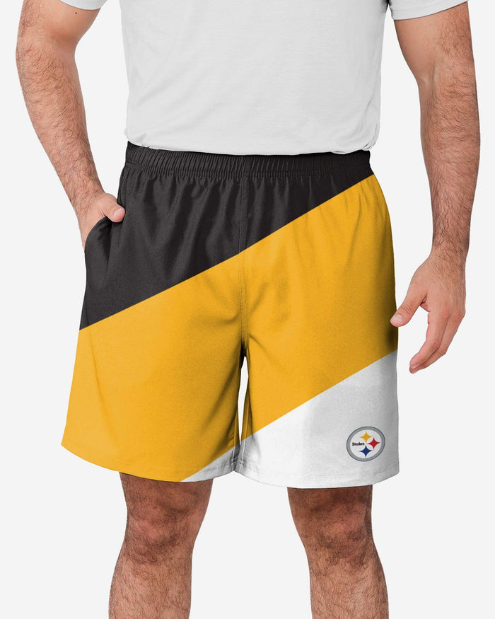 Pittsburgh Steelers Colorblock Double Down Liner Training Shorts FOCO S - FOCO.com