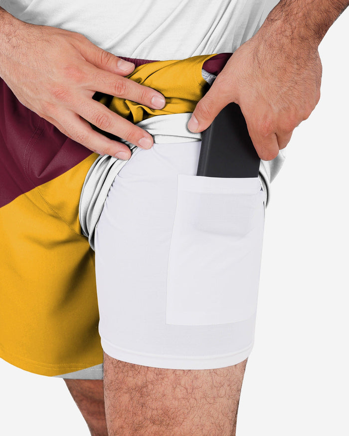 Washington Commanders Colorblock Double Down Liner Training Shorts FOCO - FOCO.com